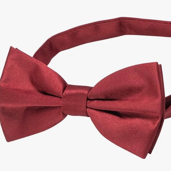 Solid Color Pre-tied Bow Tie Adjustable Bowtie Burgundy Klikel Burlet NEW - Picture 3 of 4